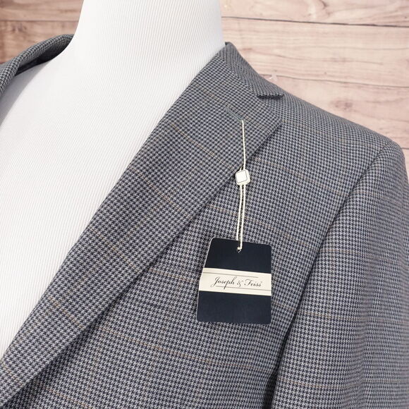 NWT JOSEPH & FEISS GREY HOUNDSTOOTH SPORT BLAZER SPORT COAT MENS SZ 40L NEW! - Picture 2 of 10